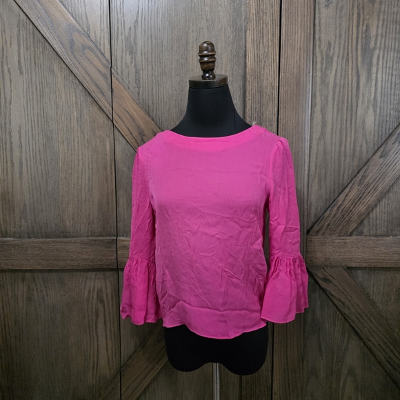 Alice + Olivia Tops - Alice + Olivia Fuchsia Ruffle Sleeve Blouse